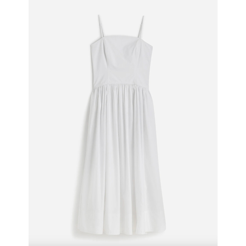 Madewell Poplin Seamed Maxi Dress A Line Minimalist Cotton White US 4 NWT - Picture 6 of 14